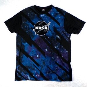 NASA Galaxy Southpole Men's Size  XL Black T Shirt Stitched Fuzzy Graphic Logo